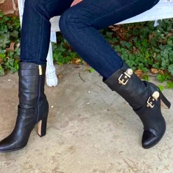 Vince Camuto New! Boots Callison Heeled Grey with Black Metal Buckles Davys Gray - Picture 16 of 16